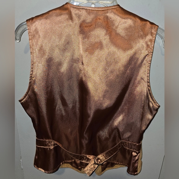 Vintage 90s Y2K Tan Suede Leather Zip-up Vest Faded Glory Women's M - Picture 2 of 8